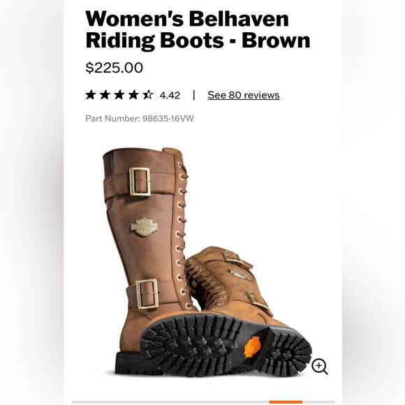 Harley Davidson Belhaven boots Size 7 in brown w/antique gold hardware. - Picture 6 of 12